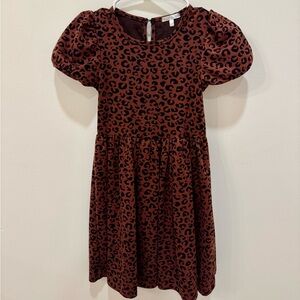 Tahari Leopard Print Puff Sleeve Girls Dress - 10